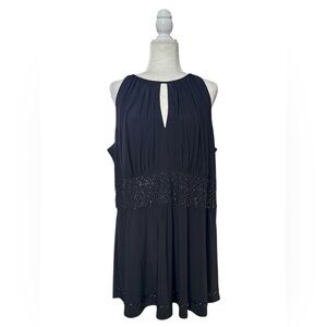 Dressbarn Elegant Black Sleeveless Blouse with Beaded Waist and Trim 20 W